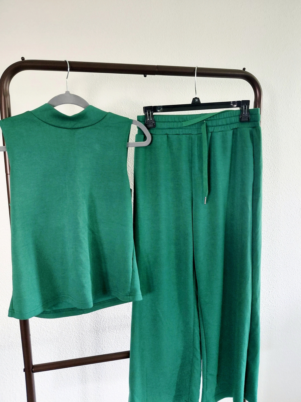 Women's Emerald Green Wide-Leg Drawstring Pantsuit